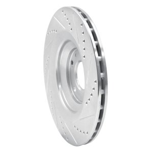 Audi A6 Quattro Brake Rotor (1) - Rear Left - R1 Concepts - Drilled & Slotted - Silver - `05-`11